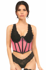 Lavish Pink Fishnet Underwire Open Cup Waist Cincher-Daisy Corsets