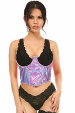 Lavish Lavender Holo Open Cup Underwire Waist Cincher-Daisy Corsets