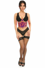 Lavish Rainbow Gold Holo Open Cup Underwire Waist Cincher-Daisy Corsets