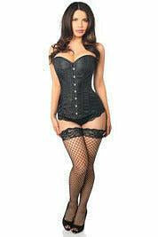 Lavish Black Brocade Corset-Daisy Corsets