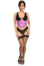 Lavish Fuchsia Holo Open Cup Underwire Waist Cincher-Daisy Corsets