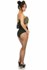 Lavish Green Holo & Fishnet Lace-Up Short Bustier Top-Daisy Corsets