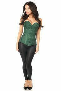 Lavish Dark Green Brocade Corset-Daisy Corsets