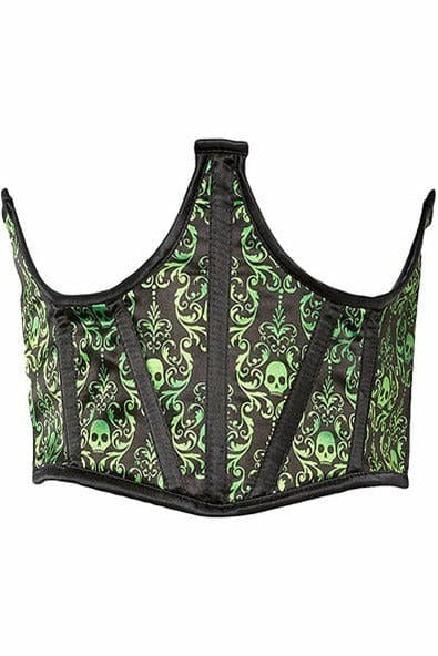 Lavish Green & Black Skull Satin Open Cup Waist Cincher-Daisy Corsets