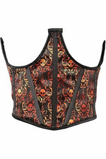 Lavish Orange & Black Skull Satin Open Cup Waist Cincher-Daisy Corsets