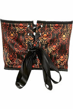 Lavish Orange & Black Skull Satin Open Cup Waist Cincher-Daisy Corsets