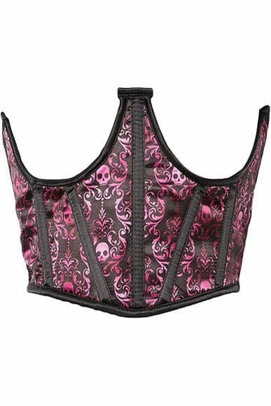 Lavish Purple & Black Skull Satin Open Cup Waist Cincher-Daisy Corsets