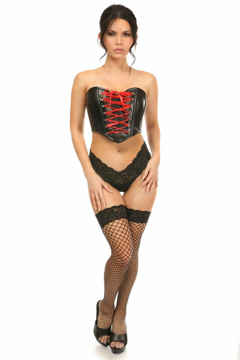 Lavish Black Faux Leather w/Red Lace-Up Bustier-Daisy Corsets