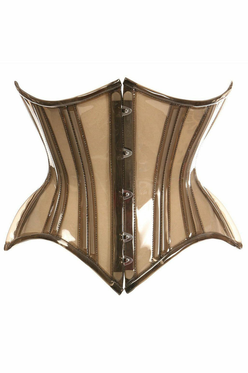 Lavish Mocha Clear Curvy Underbust Waist Cincher Corset-Daisy Corsets