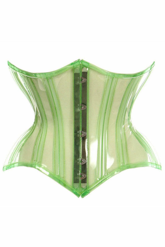 Lavish Green Clear Curvy Underbust Waist Cincher Corset-Daisy Corsets