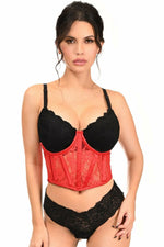 Lavish Red Sheer Lace Underwire Waist Cincher Corset-Daisy Corsets