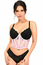 Lavish Lt Pink Sheer Lace Underwire Waist Cincher Corset-Daisy Corsets