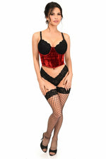 Lavish Red Velvet Underwire Waist Cincher Corset-Daisy Corsets