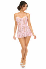 Lavish Lt Pink Sheer Lace Corset Dress-Daisy Corsets