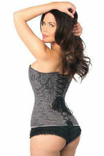 Lavish Dark Grey Lace Overbust Corset w/Zipper-Daisy Corsets