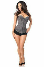 Lavish Dark Grey Lace Overbust Corset w/Zipper-Daisy Corsets