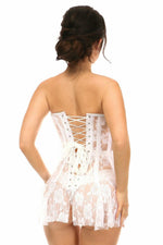 Lavish White Sheer Lace Corset Dress-Daisy Corsets