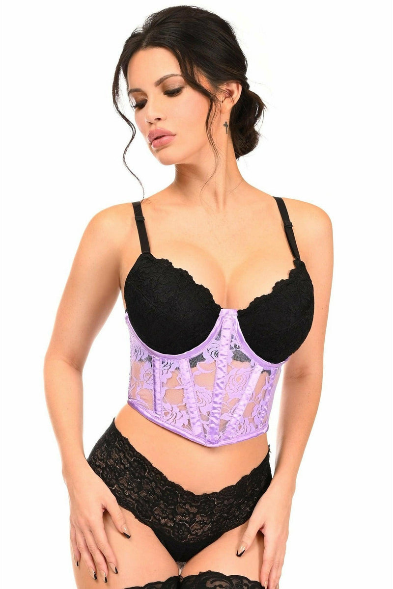 Lavish Lavender Sheer Lace Underwire Waist Cincher Corset-Daisy Corsets