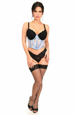 Lavish Lt Blue Sheer Lace Underwire Waist Cincher Corset-Daisy Corsets