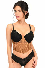 Lavish Caramel Sheer Lace Underwire Waist Cincher Corset-Daisy Corsets