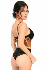 Lavish Caramel Sheer Lace Underwire Waist Cincher Corset-Daisy Corsets