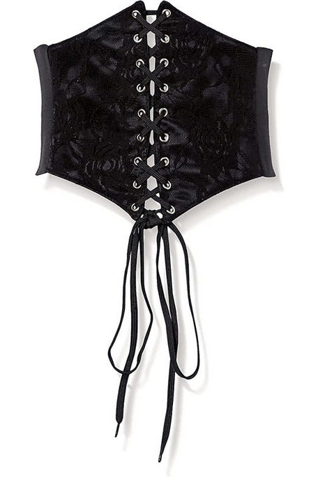 Lavish Black w/Black Lace Overlay Corset Belt Cincher-Daisy Corsets