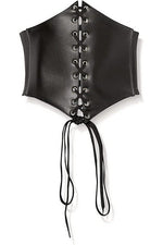 Lavish Black Faux Leather Corset Belt Cincher-Daisy Corsets