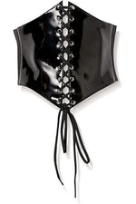 Lavish Black Patent PVC Corset Belt Cincher-Daisy Corsets