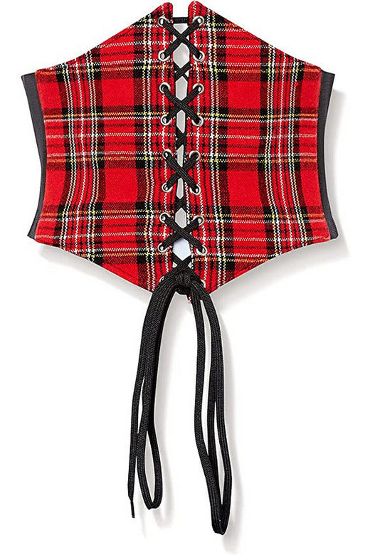 Lavish Red Plaid Corset Belt Cincher-Daisy Corsets