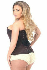 Lavish Dark Brown Lace Overbust Corset w/Zipper-Daisy Corsets