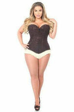 Lavish Dark Brown Lace Overbust Corset w/Zipper-Daisy Corsets