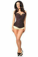 Lavish Dark Brown Lace Overbust Corset w/Zipper-Daisy Corsets