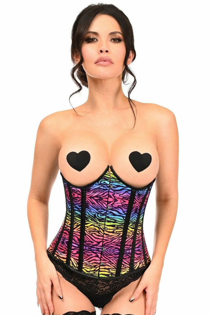 Lavish Rainbow Print Underwire Open Cup Underbust Corset-Daisy Corsets