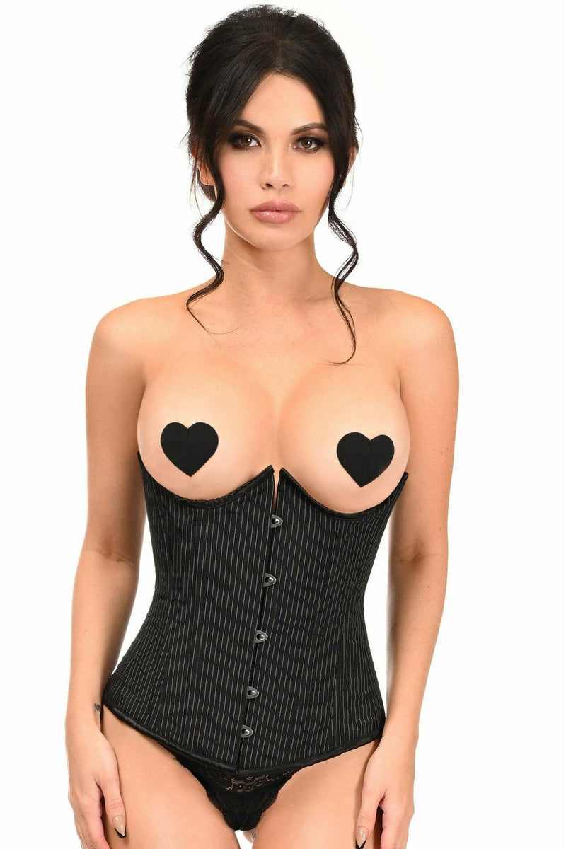 Lavish Pinstripe Underwire Open Cup Underbust Corset-Daisy Corsets