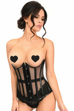 Lavish Black Sheer Fishnet Underwire Open Cup Underbust Corset-Daisy Corsets