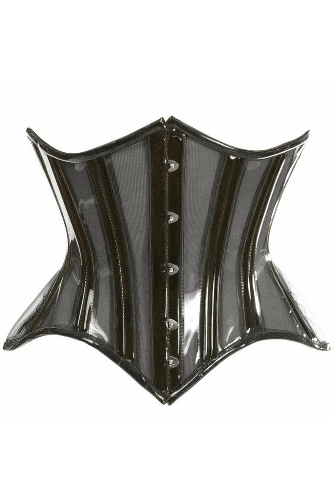 Lavish Black Clear Curvy Underbust Waist Cincher Corset-Daisy Corsets