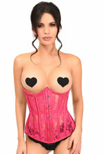 Lavish Fuchsia Sheer Lace Underwire Open Cup Underbust Corset-Daisy Corsets