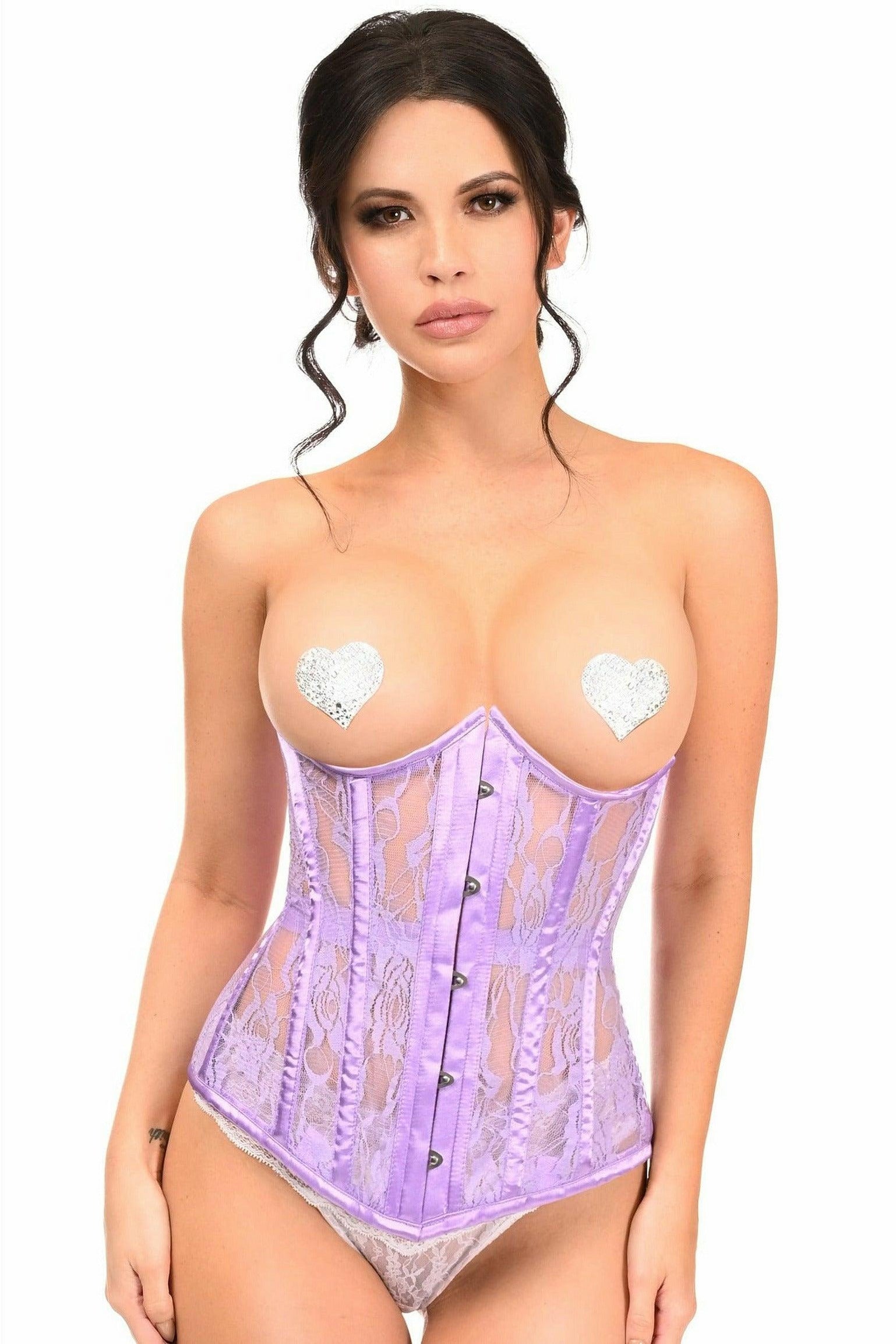 Lavish Rainbow Print Underwire Open Cup Underbust Corset