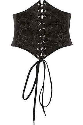 Lavish Black Brocade Corset Belt Cincher-Daisy Corsets