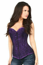 Lavish Dark Purple Lace Overbust Corset w/Zipper-Daisy Corsets