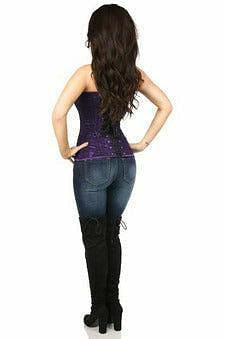 Lavish Dark Purple Lace Overbust Corset w/Zipper-Daisy Corsets