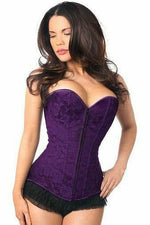 Lavish Dark Purple Lace Overbust Corset w/Zipper-Daisy Corsets