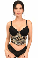 Lavish Leopard Velvet Underwire Open Cup Cincher Corset-Daisy Corsets