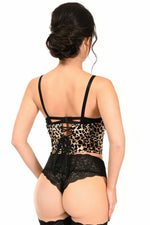 Lavish Leopard Velvet Underwire Open Cup Cincher Corset-Daisy Corsets