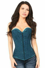 Lavish Dark Teal Lace Overbust Corset w/Zipper-Daisy Corsets