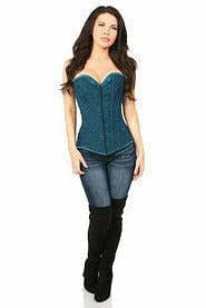 Lavish Dark Teal Lace Overbust Corset w/Zipper-Daisy Corsets