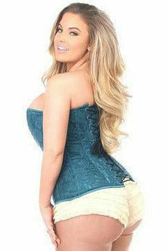 Lavish Dark Teal Lace Overbust Corset w/Zipper-Daisy Corsets