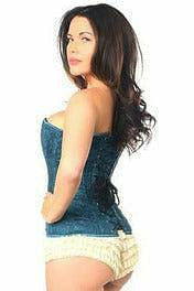 Lavish Dark Teal Lace Overbust Corset w/Zipper-Daisy Corsets