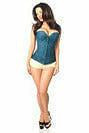 Lavish Dark Teal Lace Overbust Corset w/Zipper-Daisy Corsets