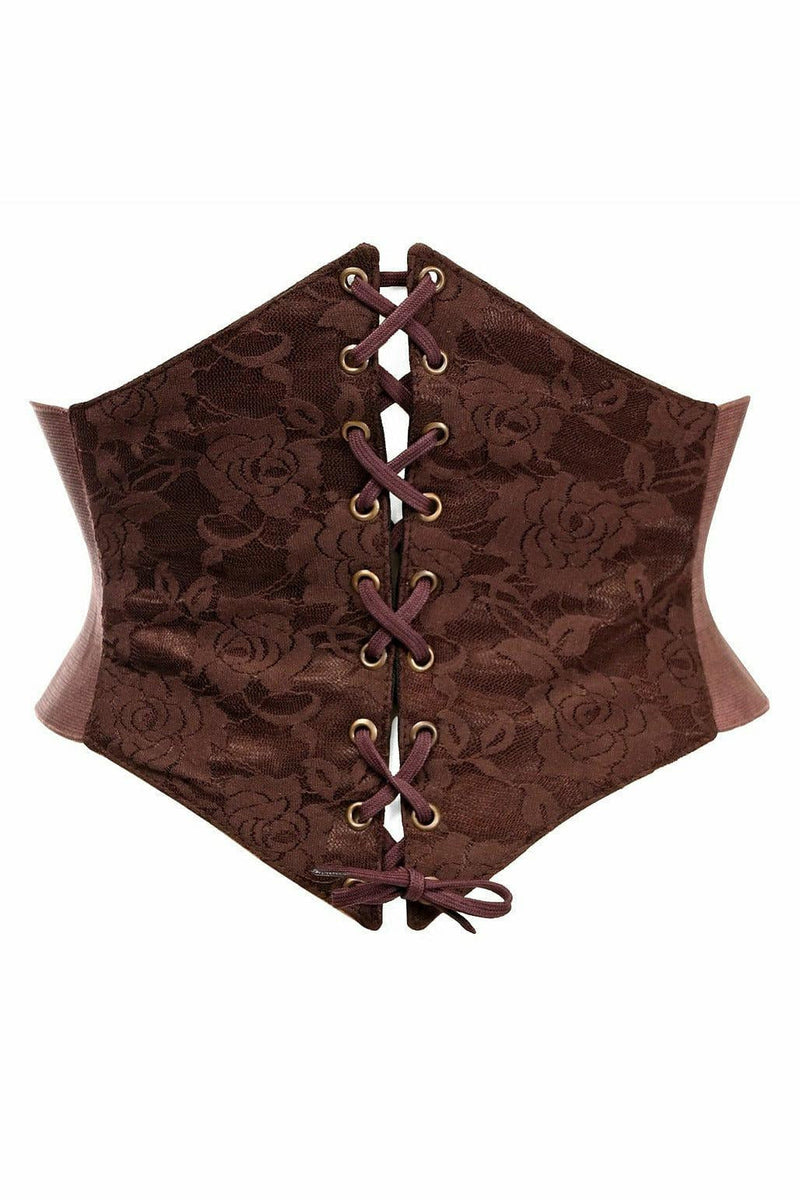 Lavish Dark Brown Lace Corset Belt Cincher-Daisy Corsets